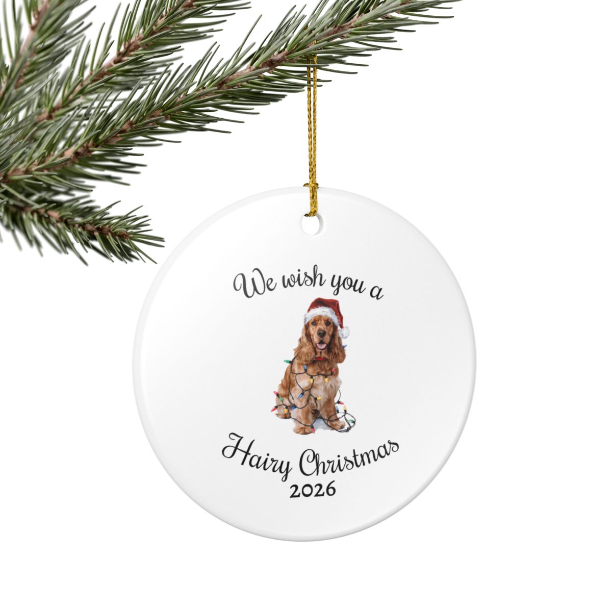 Cocker Spaniel Ornament, Personalized Christmas Keepsake