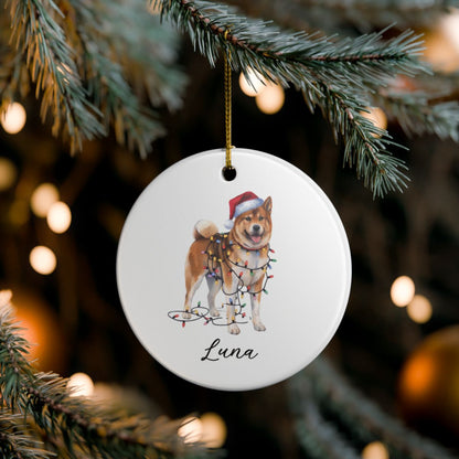 Personalized Akita Christmas Lights Ornament