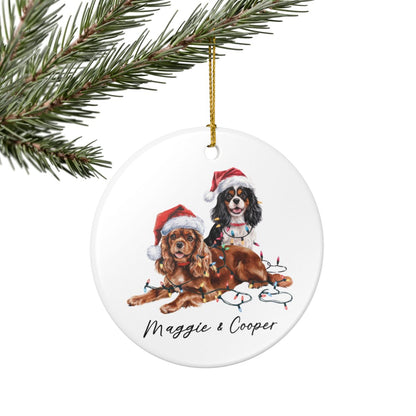 Cavalier King Charles Spaniel Christmas Ornament, Personalized Dog Name Keepsake, Ceramic Pet Lover Gift