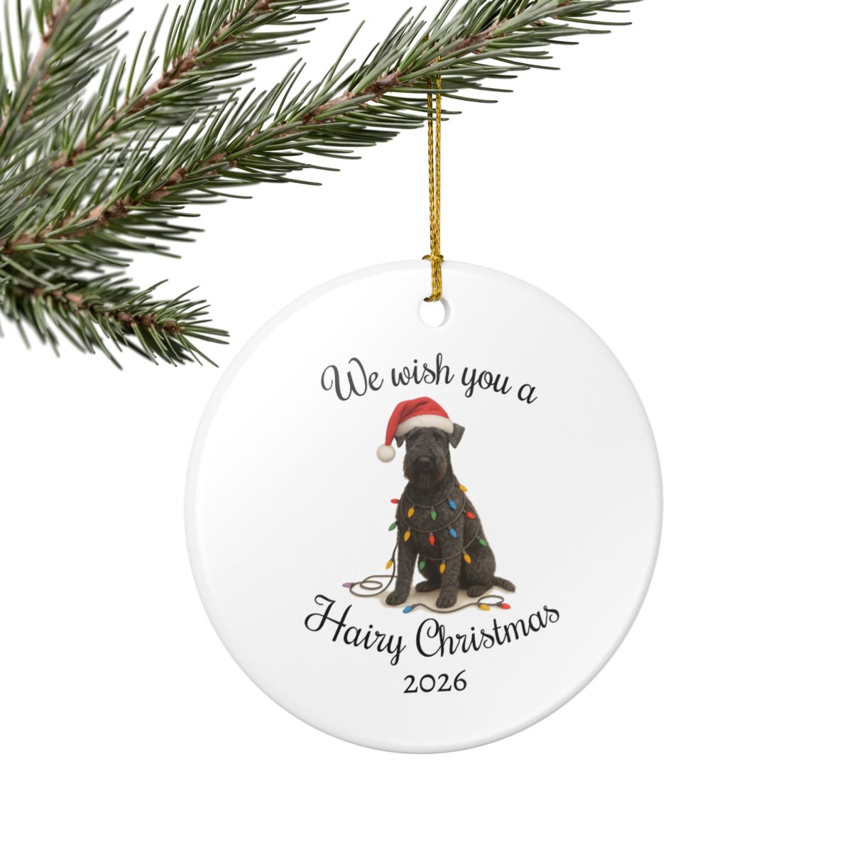 Kerry Blue Terrier Ornament, Christmas Lights Dog Keepsake