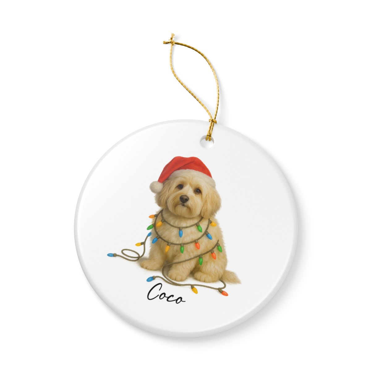 Personalized Cream Havanese Christmas Ornament, Ceramic Dog Lover Gift, Holiday Pet Keepsake Tree Decor