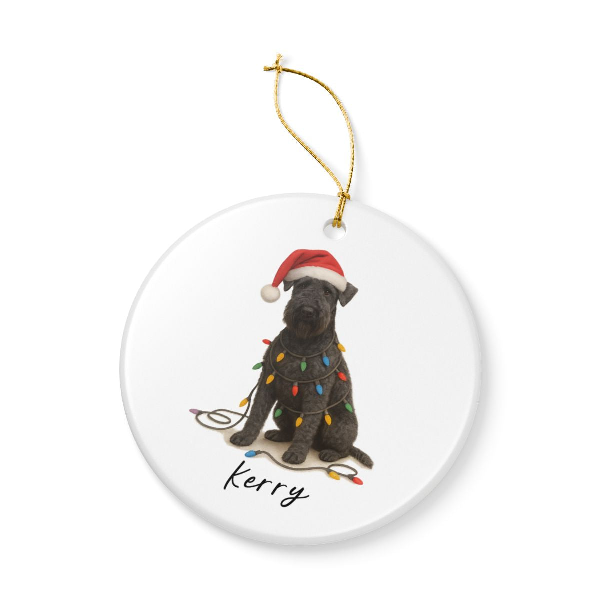 Personalized Kerry Blue Terrier Christmas Ornament, Ceramic Dog Holiday Keepsake