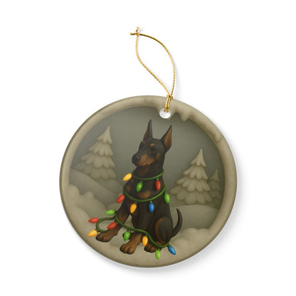 Personalized Doberman Christmas 3D Clay-Style Ornament