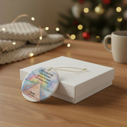 Pet Memorial Two-Sided Ornament, Rainbow Bridge Keepsake, Dog Cat Loss Sympathy Gift