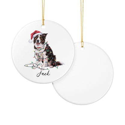 Personalized Border Collie Christmas Ornament, Festive Dog Lover Ceramic Keepsake