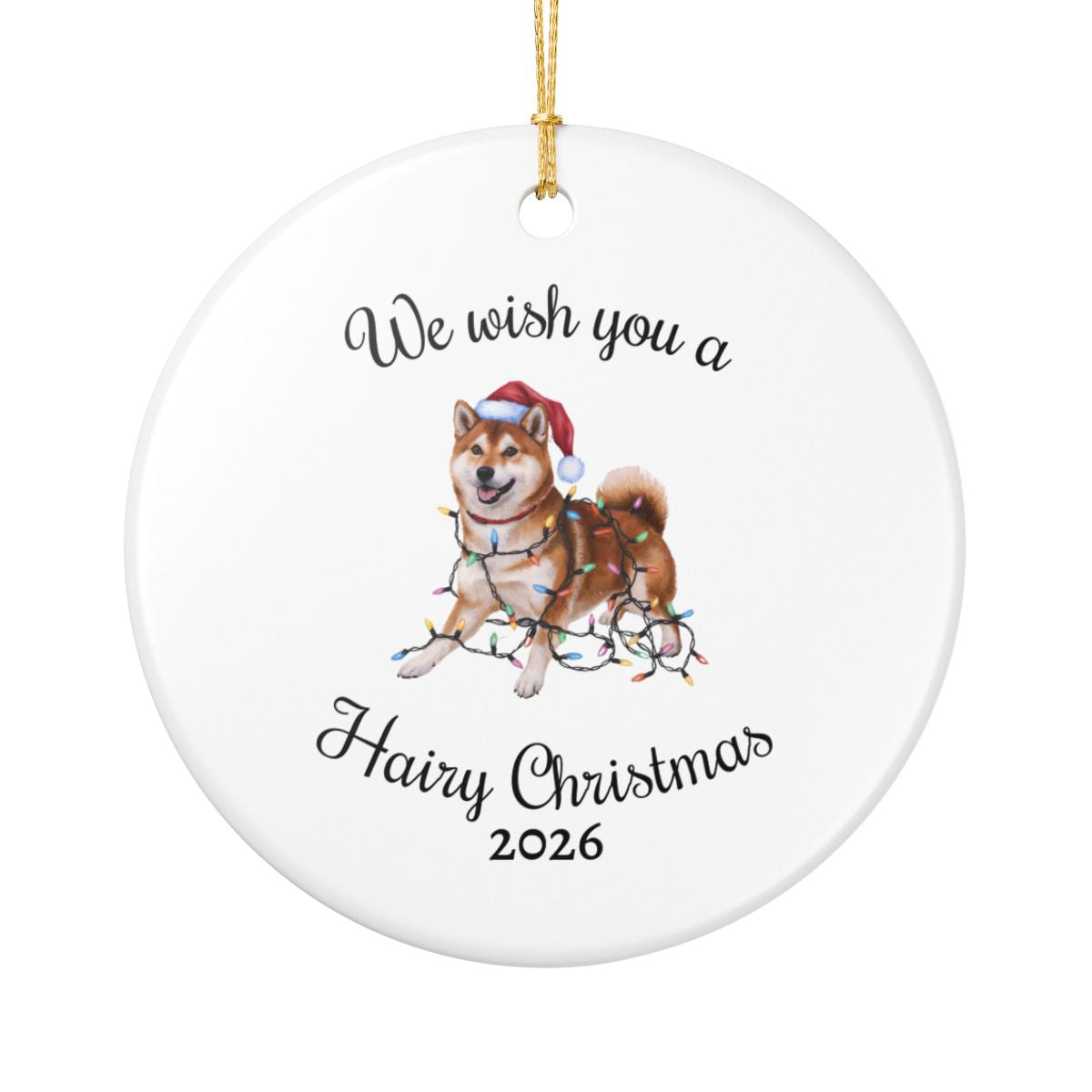 Christmas Red Shiba Inu Ornament, Christmas Lights Dog Keepsake