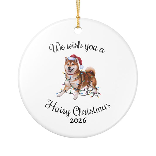Christmas Red Shiba Inu Ornament, Christmas Lights Dog Keepsake