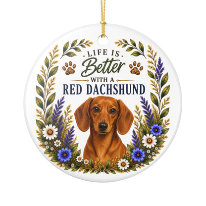 Red Dachshund Ornament, Doxie Lover Gift, Dachshund Mom Gift, Wiener Dog Keepsake