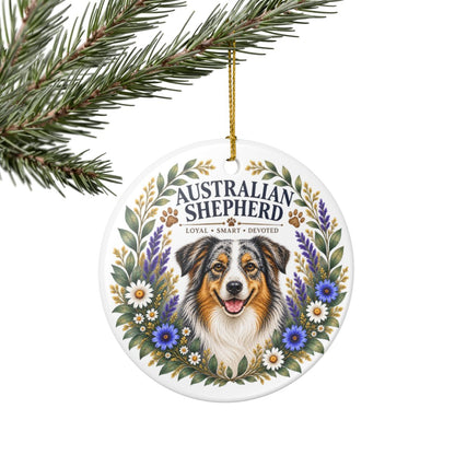 Australian Shepherd Ornament, Aussie Dog Lover Gift, Floral Breed Keepsake, Dog Mom Gift