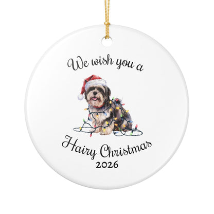 Christmas Lhasa Apso Ornament, Christmas Lights Dog Keepsake