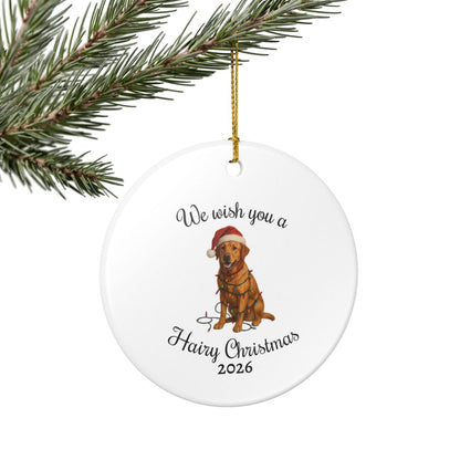 Fox Red Labrador Retriever We Wish You a Hairy Christmas Ornament