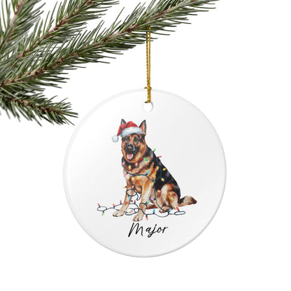 German Shepherd Ornament Ceramic Keepsake Christmas Dog Lover Gift Personalized Xmas Decor