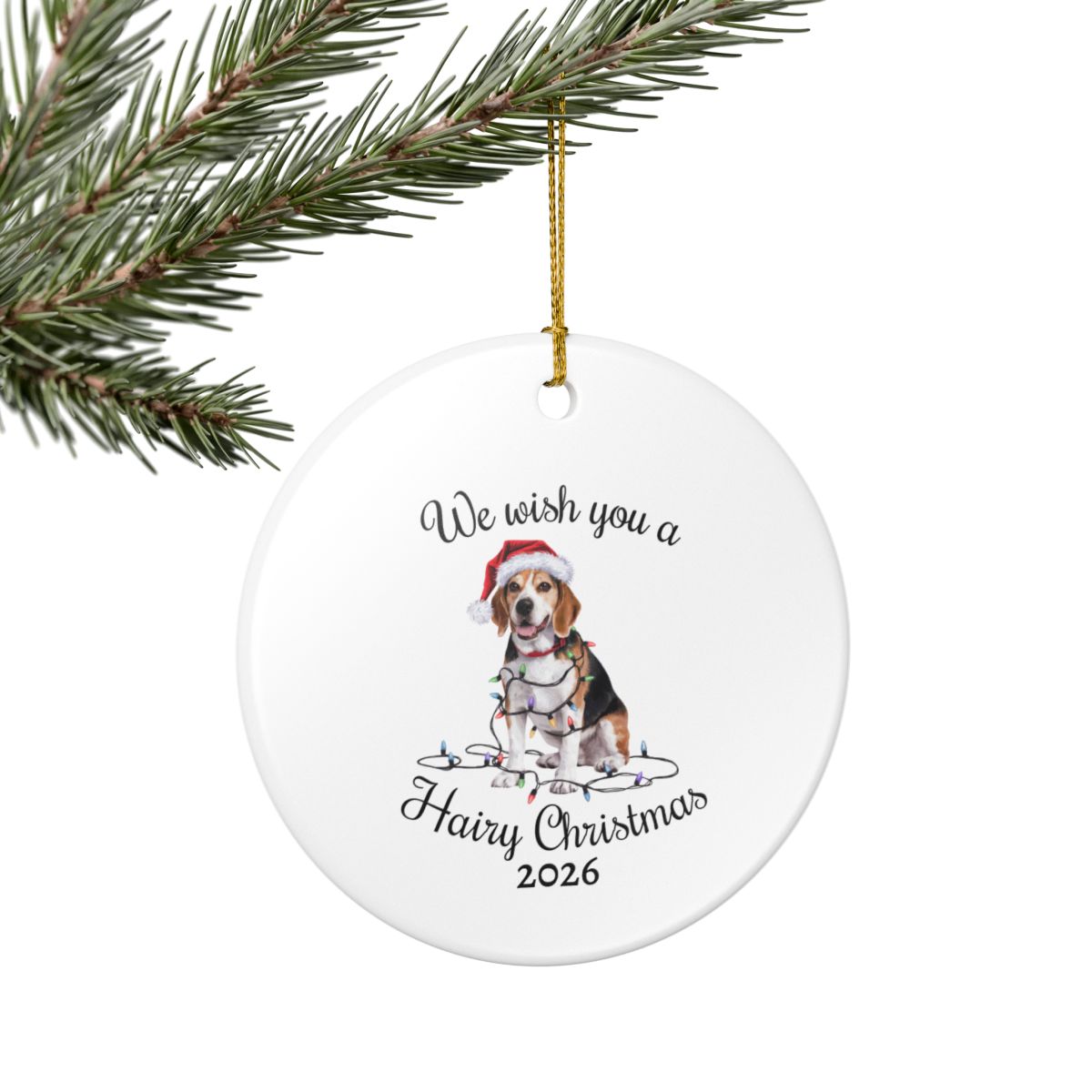 Christmas Beagle Ornament, Beagle Mom, Christmas Lights Dog Keepsake, Christmas Dog, Gift For Dog Lover, Beagle