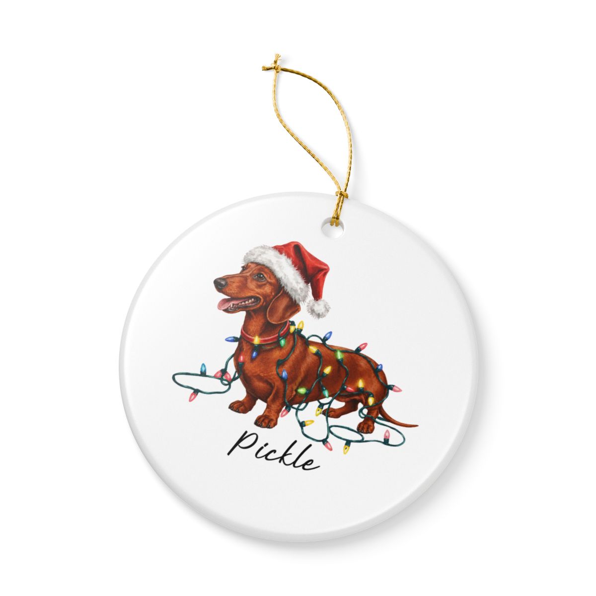 Personalized Red Dachshund Ornament, Dog Christmas Ornament, Custom Pet Name Holiday Decor Gift
