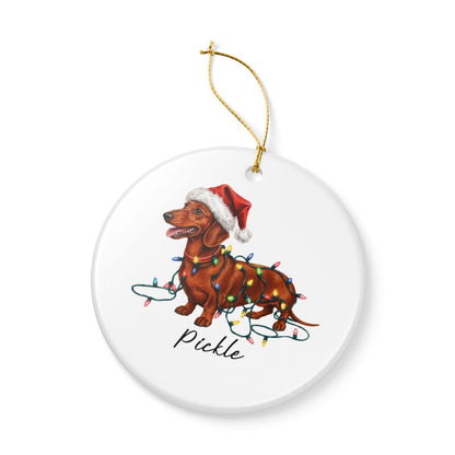 Personalized Red Dachshund Ornament, Dog Christmas Ornament, Custom Pet Name Holiday Decor Gift