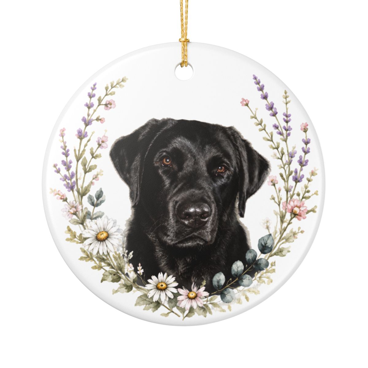 Personalized Pet Memorial Ornament, Custom Wildflower Dog Photo Sympathy Keepsake Gift