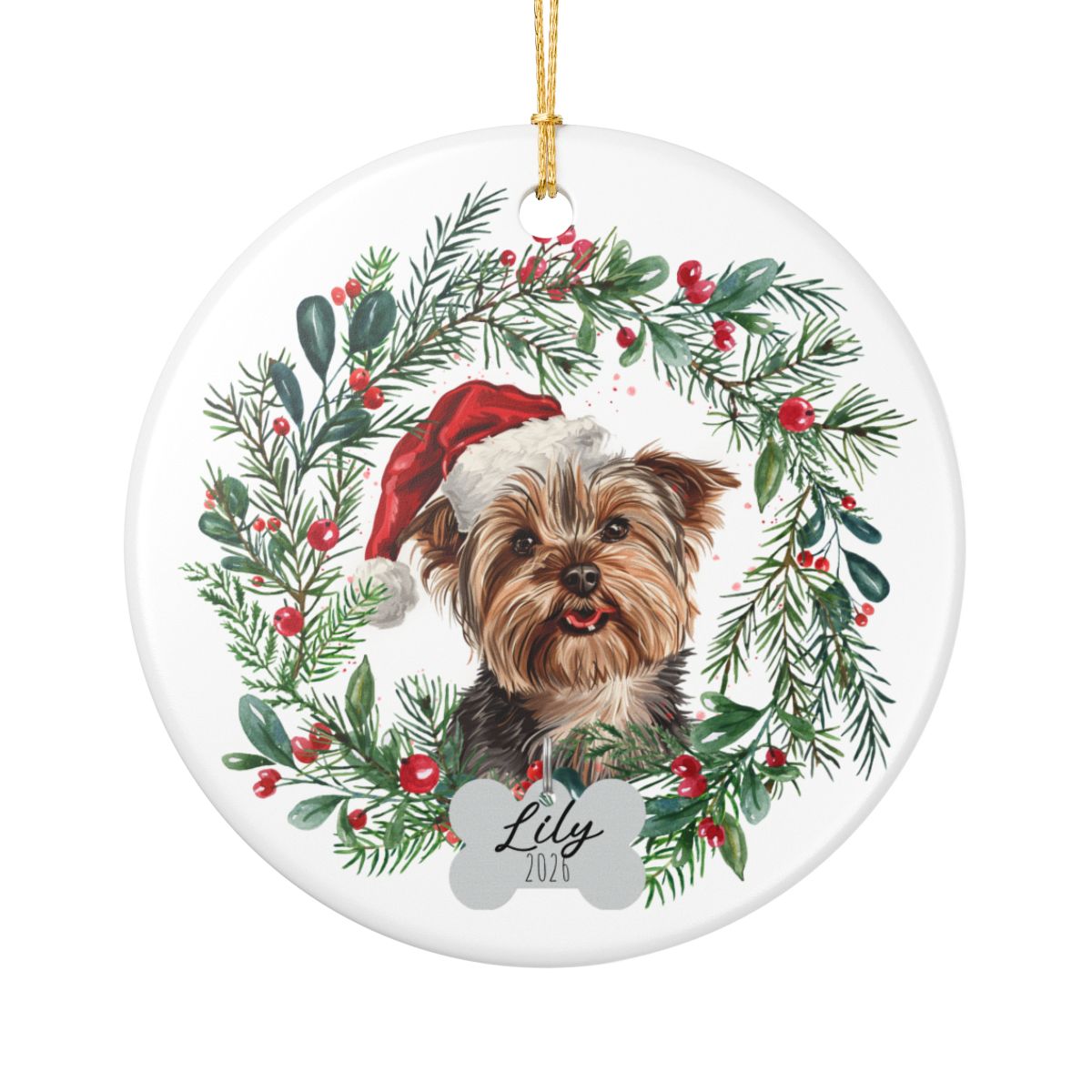 Personalized Yorkshire Terrier Christmas Ornament