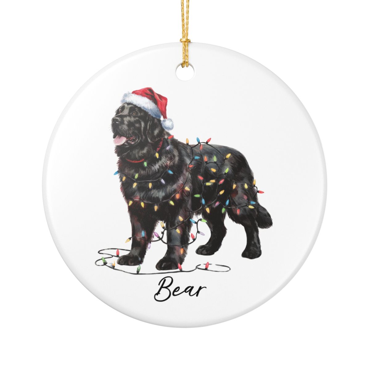 Black Newfoundland Ornament, Personalized Dog Keepsake