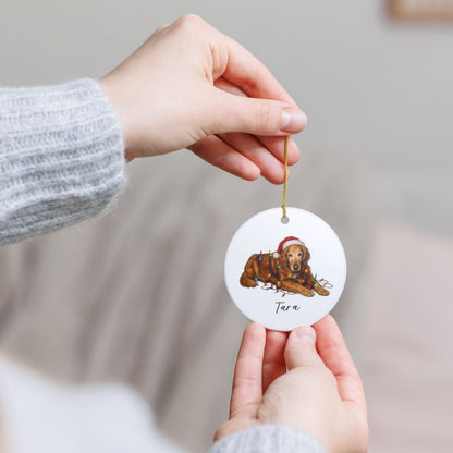 Personalized Dog Photo Christmas Ornament Custom Pet Name Ceramic Keepsake