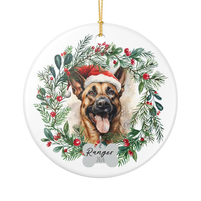 Personalized Belgian Malinois Christmas Ornament
