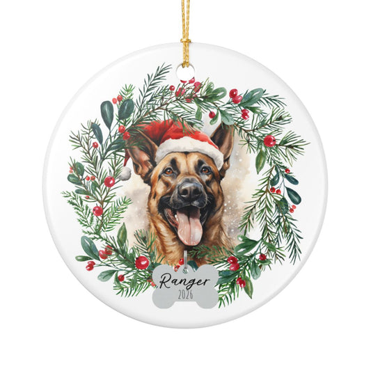 Personalized Belgian Malinois Christmas Ornament