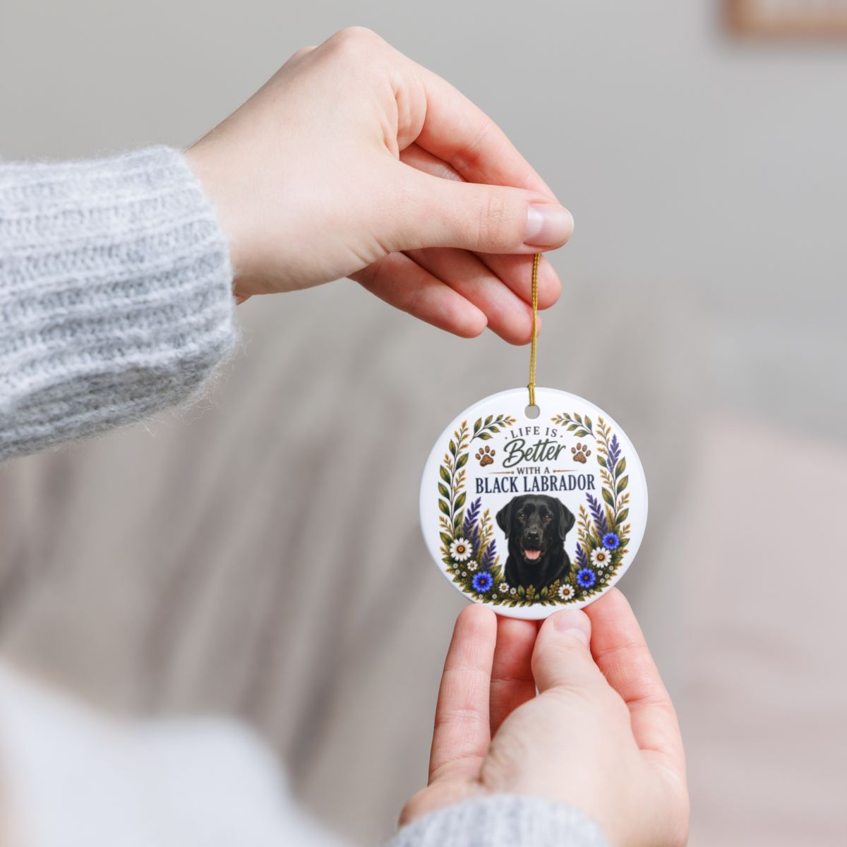 Black Lab Ornament, Labrador Retriever Gift, Black Lab Mom Gift, Dog Lover Keepsake
