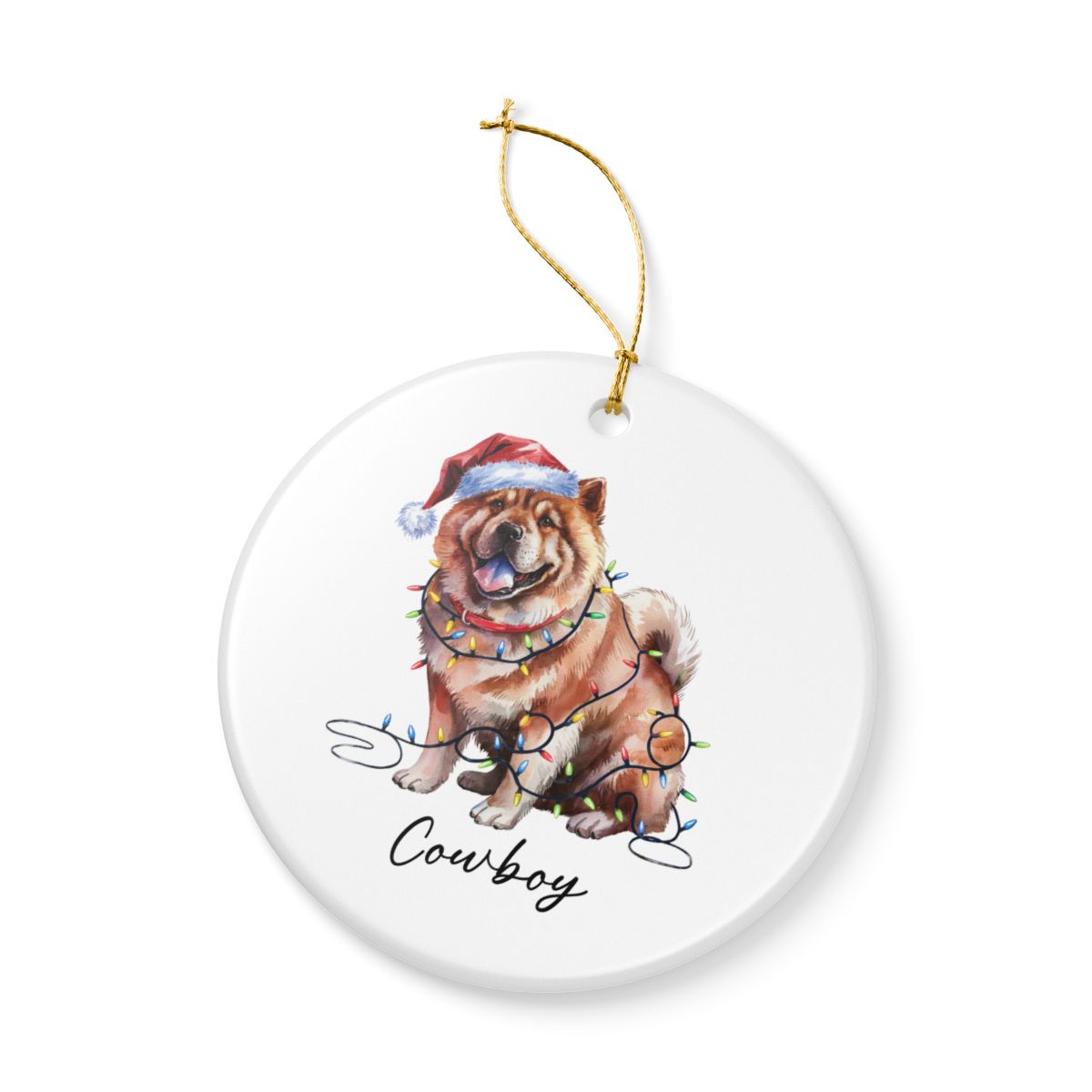 Personalized Chow Chow Christmas Ornament, Festive Dog Lights, Ceramic Holiday Keepsake