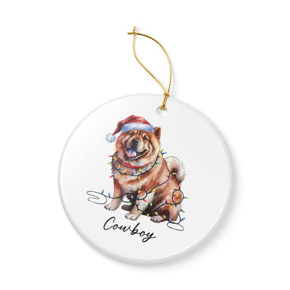 Personalized Chow Chow Christmas Ornament, Festive Dog Lights, Ceramic Holiday Keepsake
