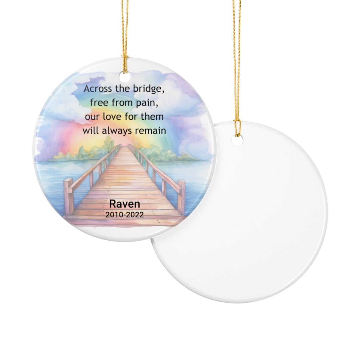 Pet Memorial Ornament, Rainbow Bridge Keepsake, Dog Cat Loss Sympathy Gift