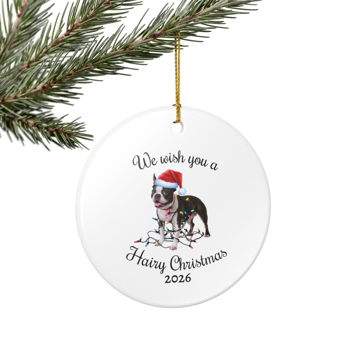 Christmas Boston Terrier Ornament, Christmas Lights Dog Keepsake, Christmas Dog, Boston Terrier Mom, Gift For Dog Lover, Boston Terrier