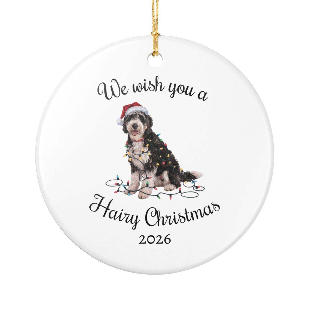 Christmas Labradoodle Ornament, Christmas Lights Dog Keepsake