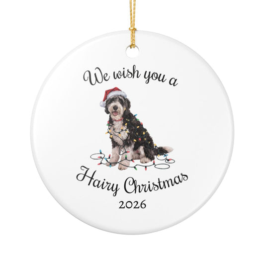 Christmas Labradoodle Ornament, Christmas Lights Dog Keepsake