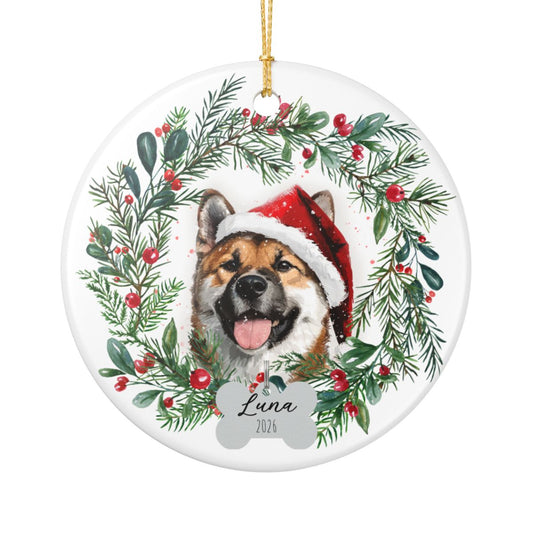 Personalized Akita Christmas Ornament, Custom Dog Name Ornament, Akita Gift for Dog Lovers, Pet Memorial Keepsake