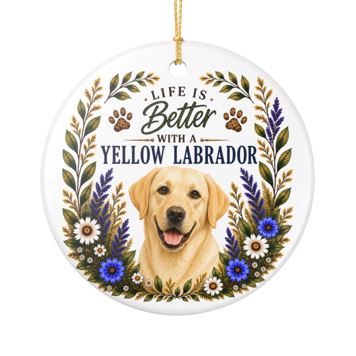 Yellow Lab Ornament - Life Is Better