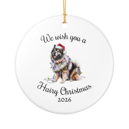 Christmas Keeshond Ornament, Christmas Lights Dog Keepsake