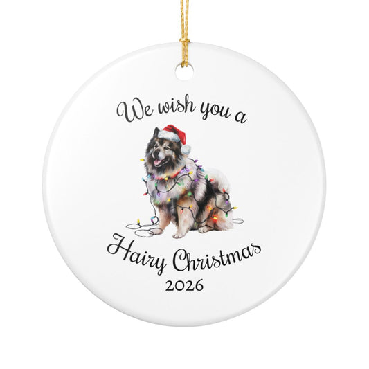 Christmas Keeshond Ornament, Christmas Lights Dog Keepsake