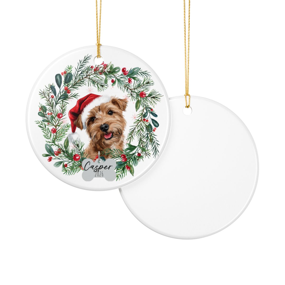 Personalized Norfolk Terrier Christmas Ornament