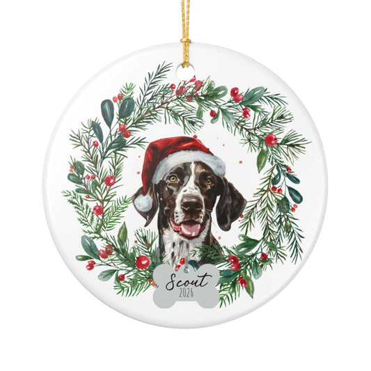 Personalized English Pointer Christmas Ornament