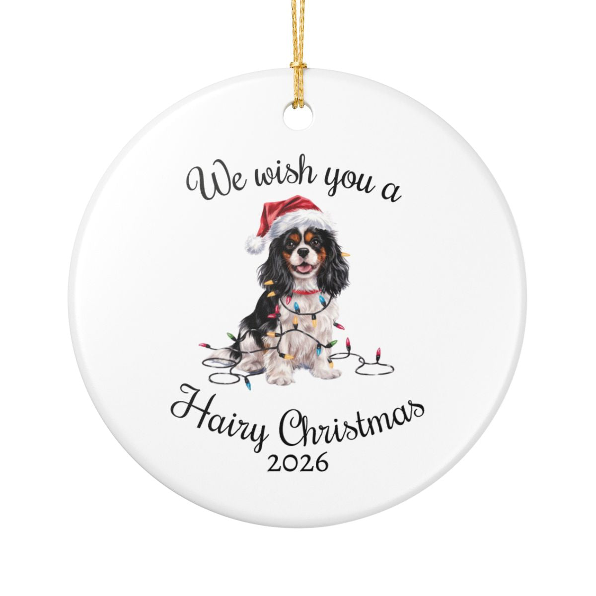 Tri-color Cavalier King Charles Spaniel Ornament, Funny Dog Lover Gift, Pet Holiday
