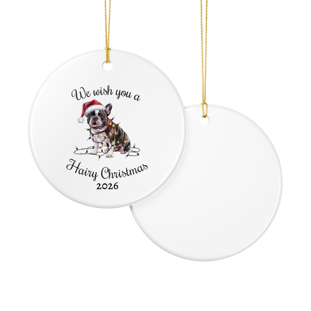 Christmas French Bulldog Ornament, Christmas Lights Dog Keepsake