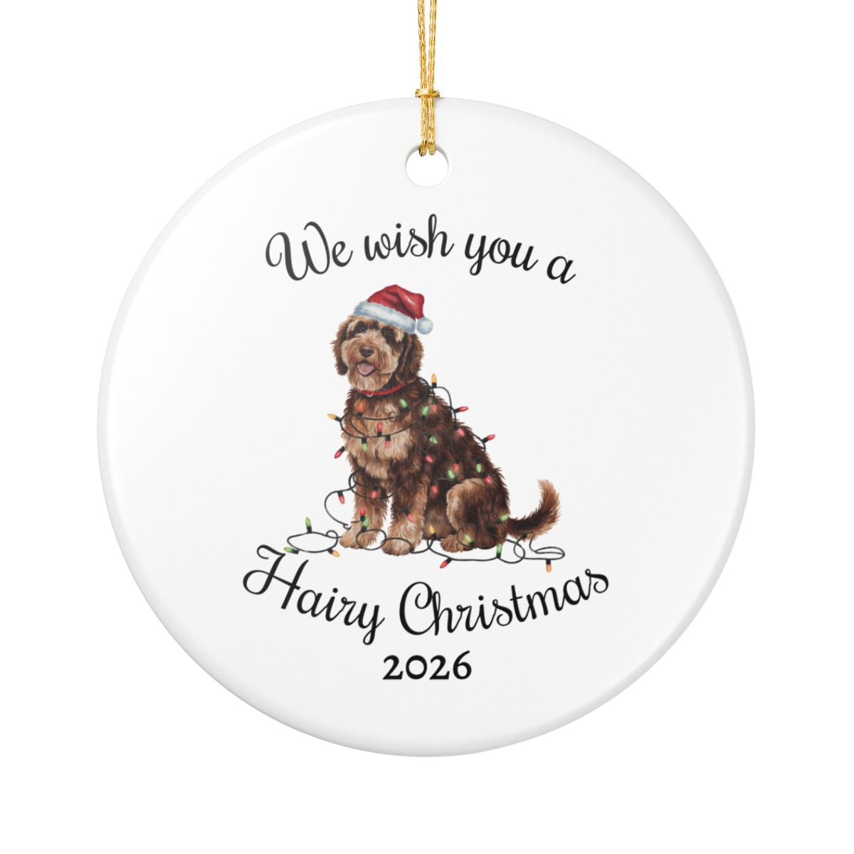 Christmas Portuguese Water Dog Ornament, Christmas Lights Dog Keepsake