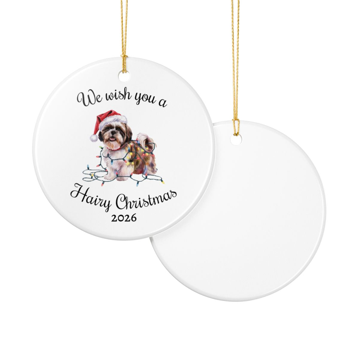 Christmas Shih Tzu Ornament, Christmas Lights Dog Keepsake