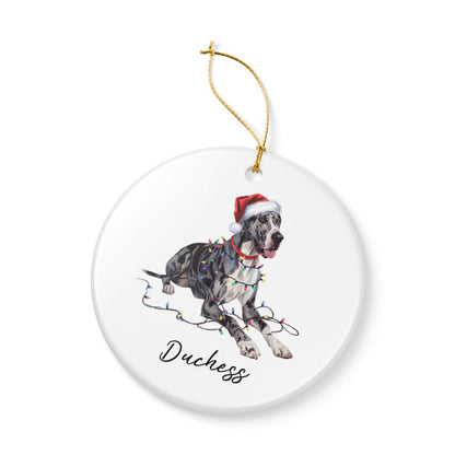 Personalized Merle Great Dane Christmas Ornament, Festive Dog Keepsake