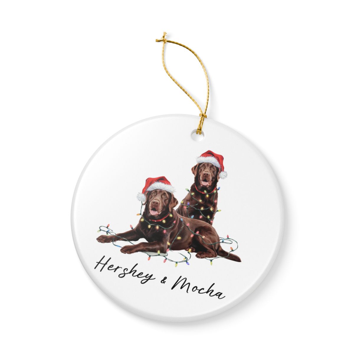 Chocolate Labradors Ornament, Personalized Dog Christmas Decor