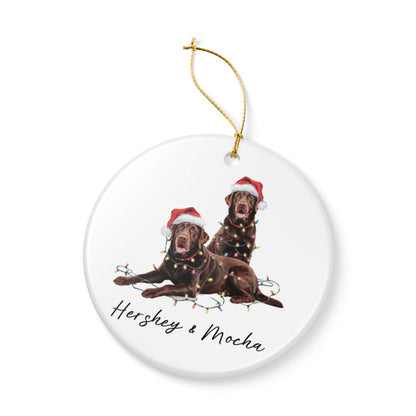Chocolate Labradors Ornament, Personalized Dog Christmas Decor
