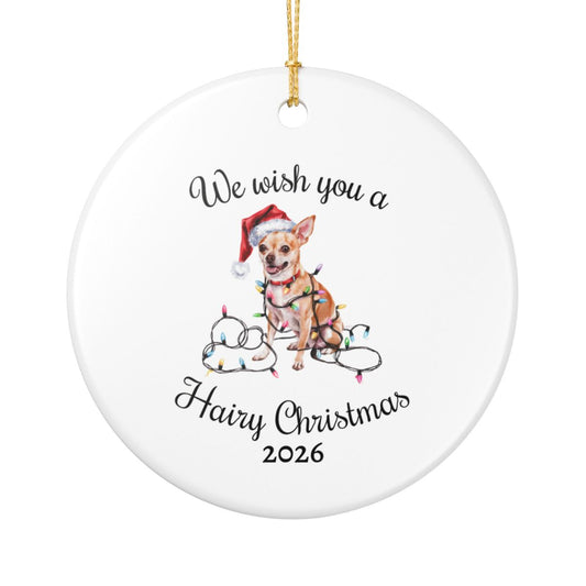 Christmas Tan Chihuahua Ornament, Christmas Lights Dog Keepsake
