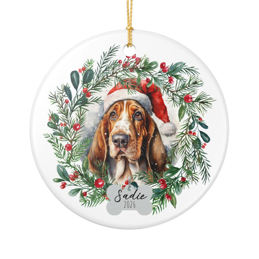 Personalized Basset Hound Christmas Ornament