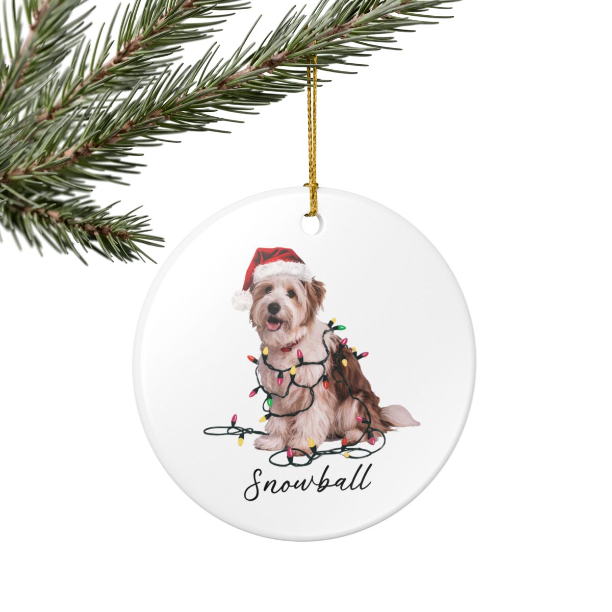 Personalized Coton de Tulear Dog Ornament, Custom Pet Christmas Keepsake, Ceramic Tree Decor