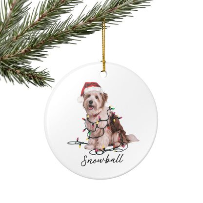 Personalized Coton de Tulear Dog Ornament, Custom Pet Christmas Keepsake, Ceramic Tree Decor