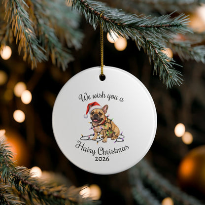 Christmas Fawn French Bulldog Ornament, Frenchie Mom, Christmas Lights Dog Keepsake, Christmas Dog, Gift For Dog Lover